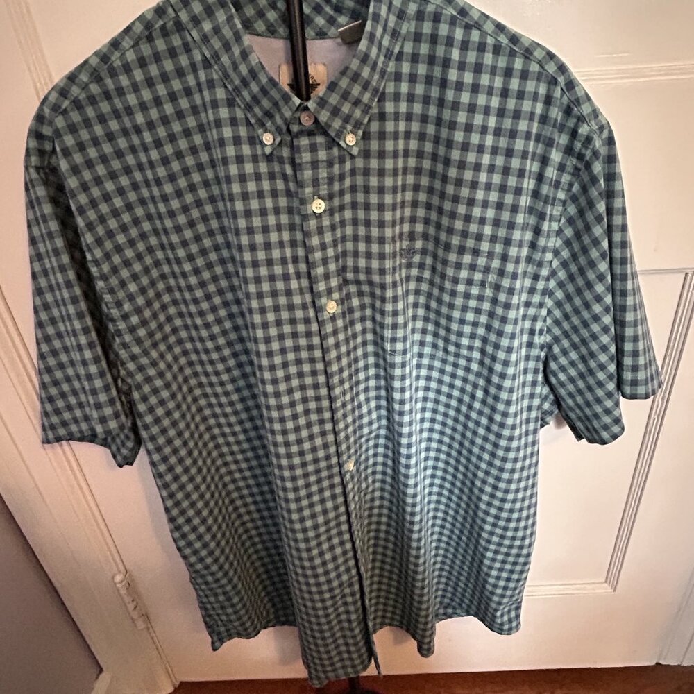 Dockers Men's Short Sleeve Button Down Classic Fit Shirt Blueish/Greenish S 2XL